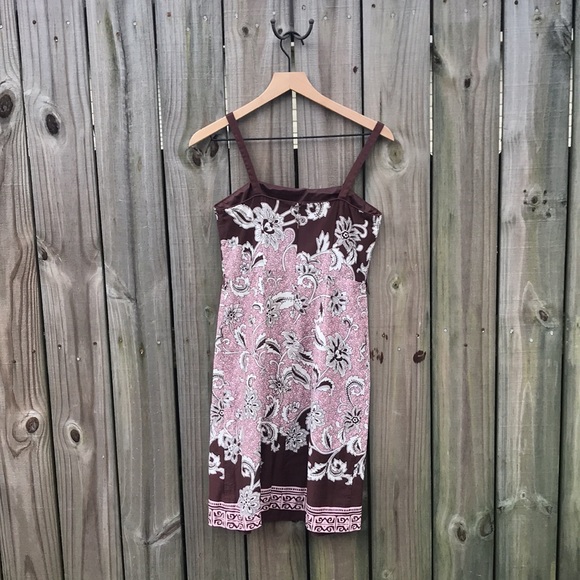 Jessica Howard Pink & Brown Paisley Spaghetti Strapped Sun Dress  - Size 4 - Picture 6 of 9